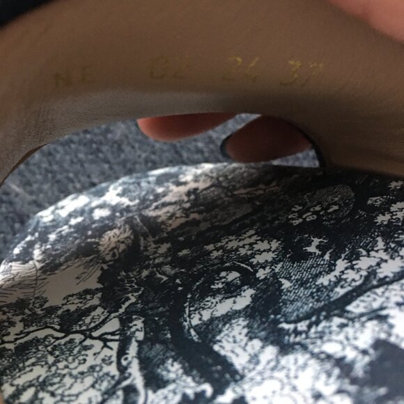 Dior Dway Deep Blue Embroidered Cotton Logo Slides - Picture 5 of 5